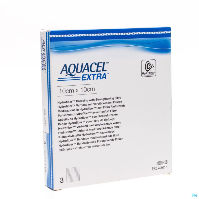 Aquacel extra pans hydrofiber+renf.fibr.10x10cm 3