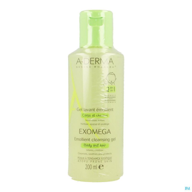 Aderma Exomega Gel Lavant 2en1 Corps Cheveux 200ml