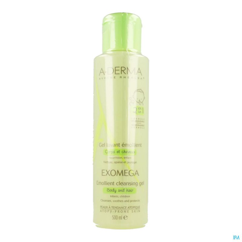 Aderma Exomega Gel Lavant 2en1 Corps Cheveux 500ml