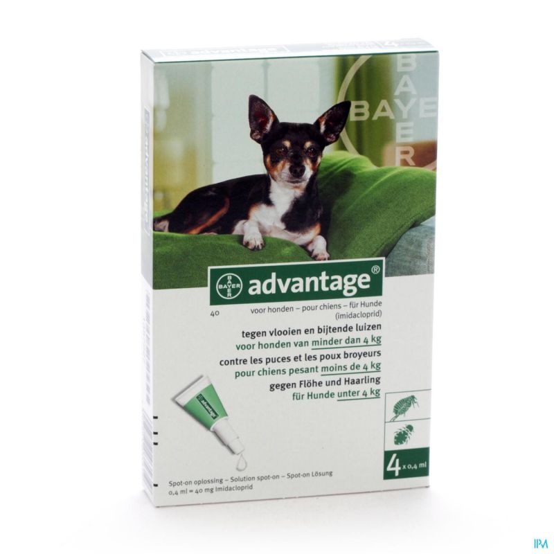 Advantage 40 Chiens <4kg 4x0,4ml