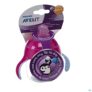 Avent gobelet anti fuite pinguin rose 200ml