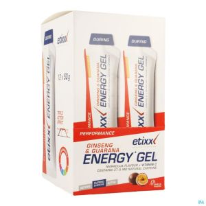 Etixx Ginseng&guarana Energy Gel Passion Fruit 12x50g