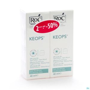 Roc Keops Duo Deo Stick S/alc S/parf P/norm 2x40ml