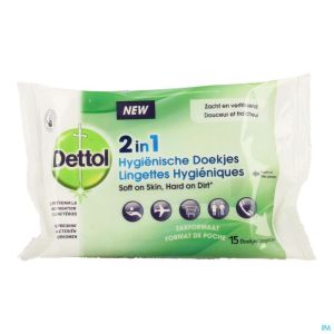 Dettol Lingettes Hygienique 2en1 15