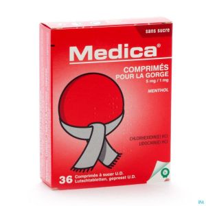 Medica Comprimes Gorge Menthol 36 Ud