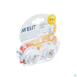 Avent sucette animaux silicone double 0- 6m 2