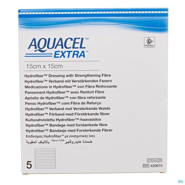 Aquacel extra pans hydrofiber+renf.fibr.15x15cm  5