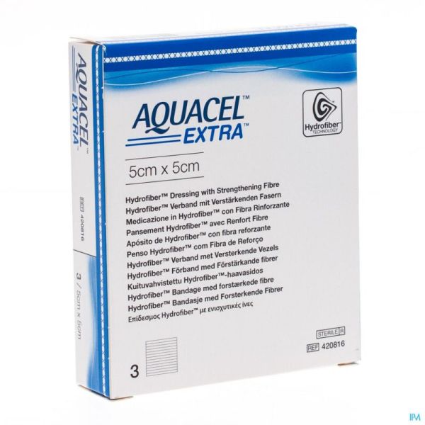 Aquacel extra pans hydrofiber+renf.fibr. 5x 5cm  3