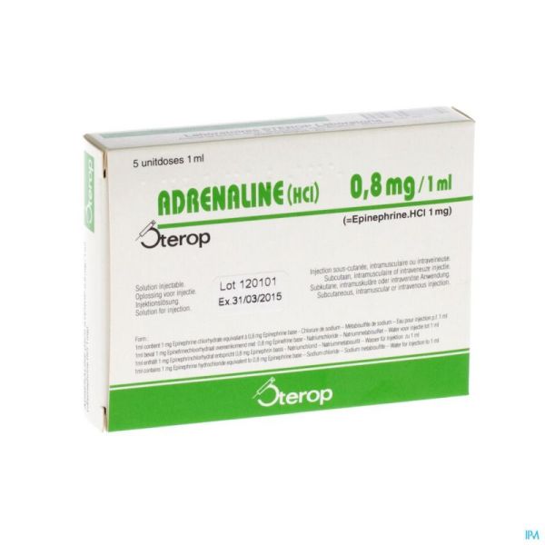 Adrenaline Hcl Sterop 0,8mg/ml Sol Inj 5 X 1 Ud