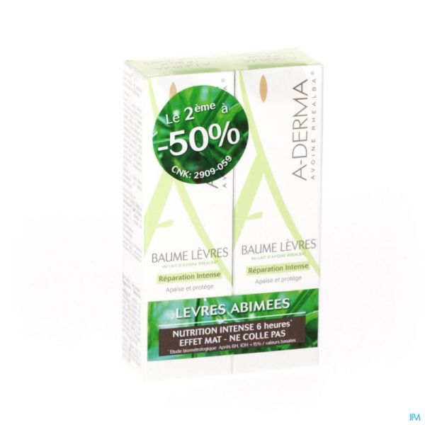 Aderma Avoine Baume Levres Duo Tube 2x15ml