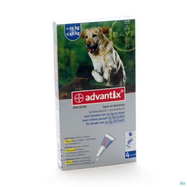 Advantix 400/2000 Chiens 25<40kg Fl 4x4,0ml