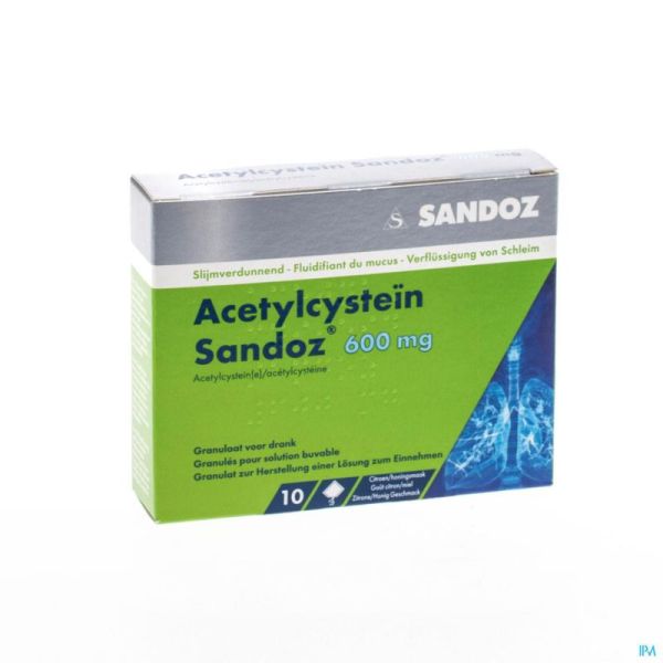 Acetylcystein Sandoz 600mg Granul. Boisson Sach 10