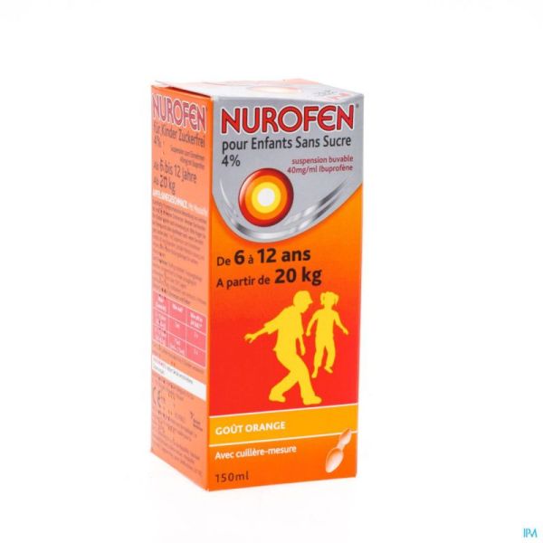 Nurofen Enfant Orange 4% Susp Sans Sucre 150ml